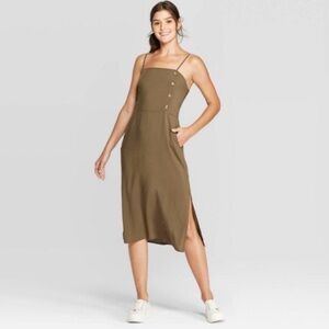 🍃 xhilaration Olive Green Midi Dress size Small